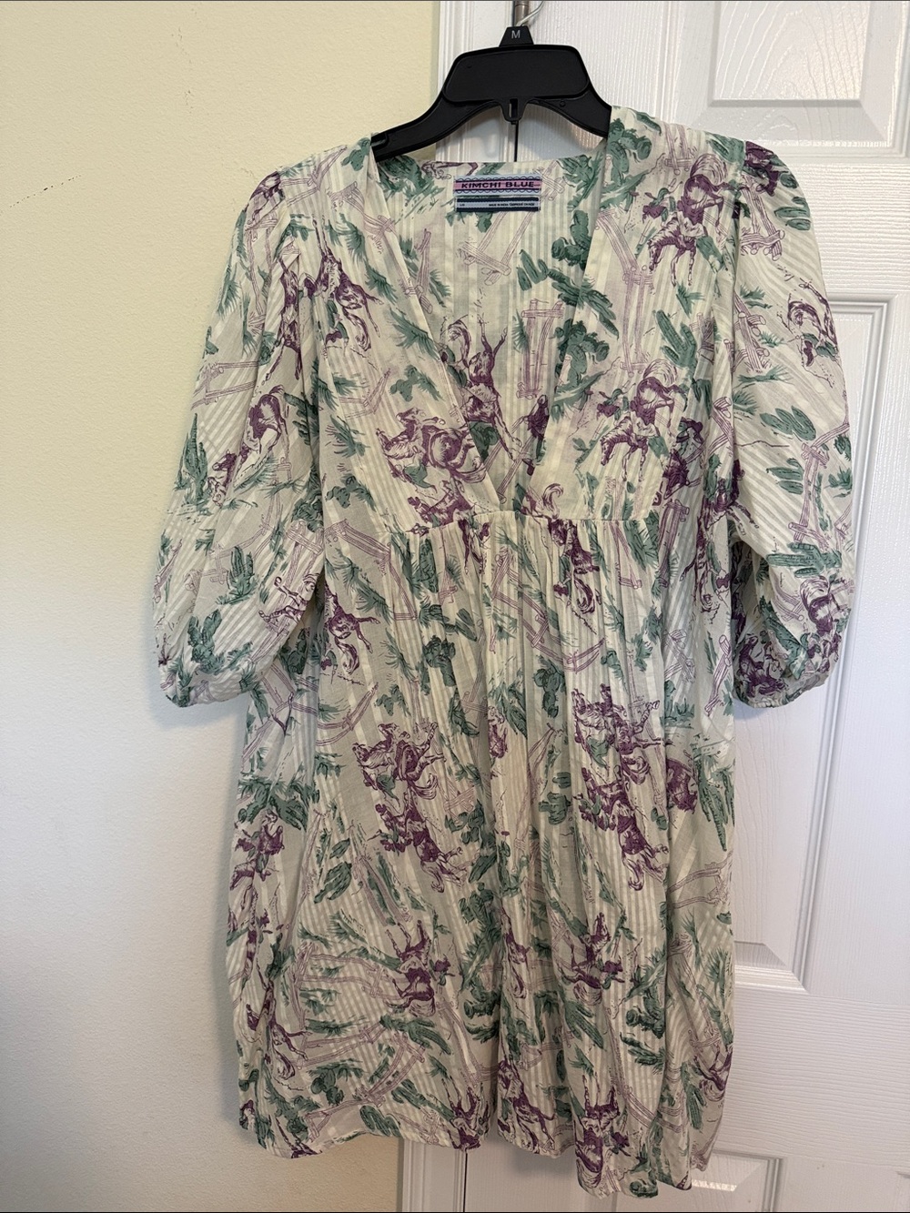 Kimchi Blue Cream Floral Mini Dress with Green & Purple